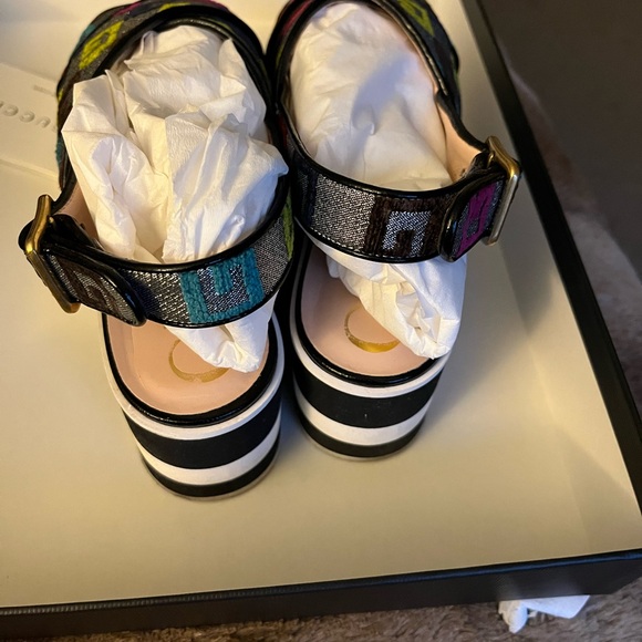 Gucci T. Velvet GG LUREX CUBE SKIPPER MULTICOLOR SANDALS 36.5 - Picture 2 of 15